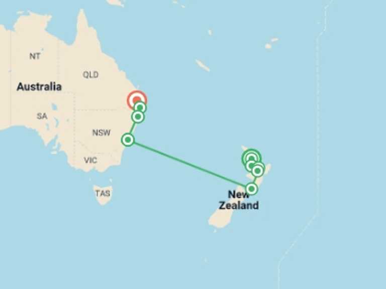 Map of Auckland Explorer Tour with 9 destination visits for the trip: Australia and New Zealand: Surf Camps & Kiwi Highlights