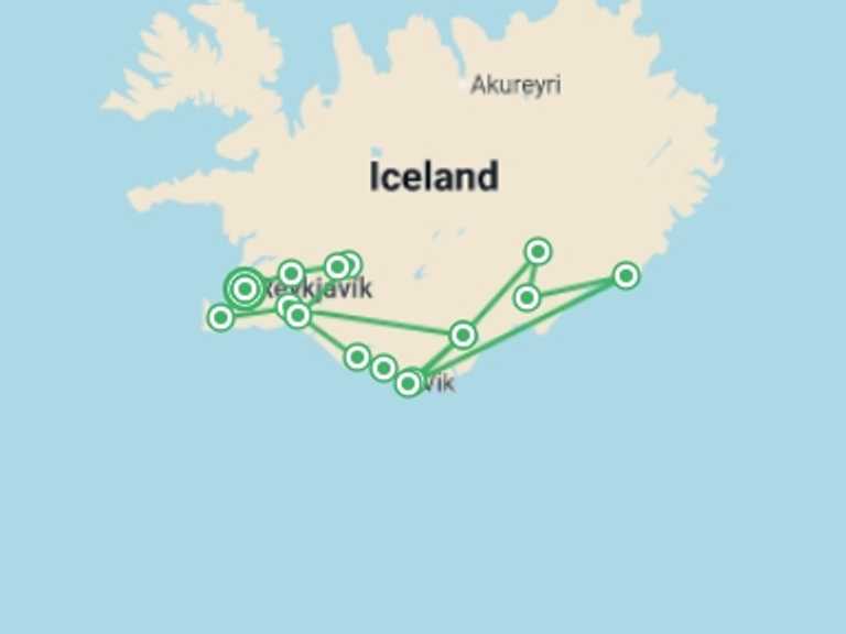 Map of 6-Day Reykjavik Tour with 3 destination visits for the trip: Iceland Self Drive Express - 6 days