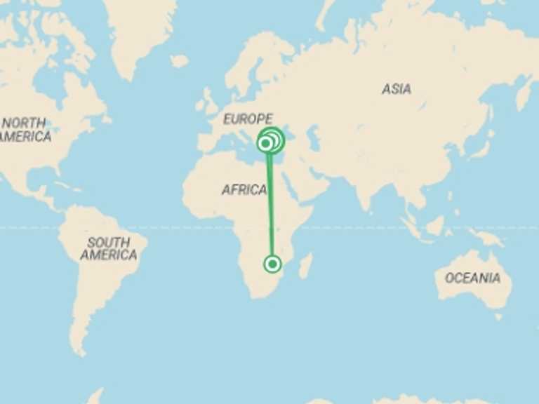 Map itinerary of Europe Tour in May 2026 with 3 destination visits for the trip: Historic Turkey - 3 days