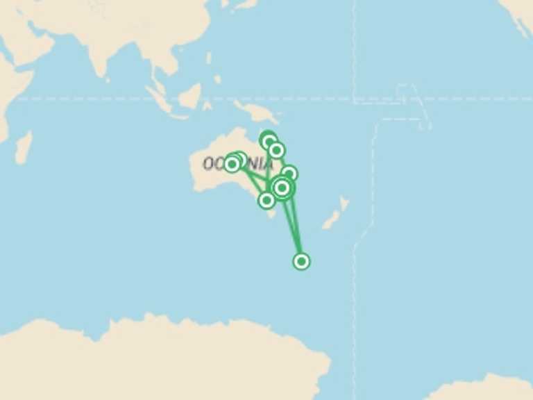 Map of Australia Tour with 14 destination visits for the trip: Sydney Roundtrip: Australia's Greatest Hits