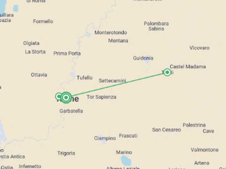 Map of Mediterranean Tour with 1 destination visits for the trip: Gastronomic & Ancient Rome - 5 days