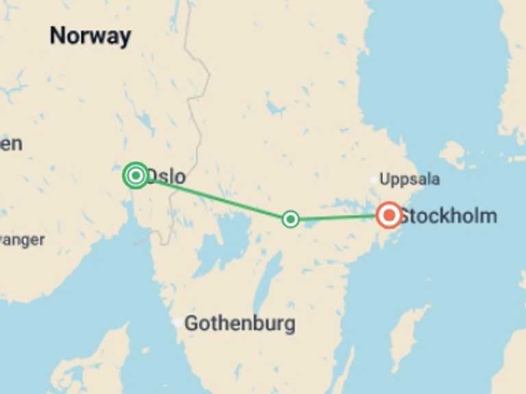 Map of Scandinavia Tour with 3 destination visits for the trip: Pearls of Northern Europe