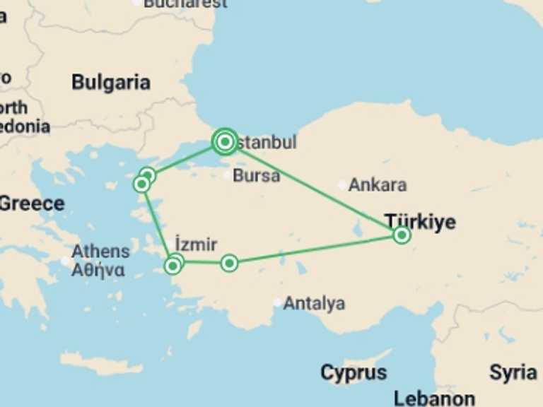 Map of Cappadocia Explorer Tour with 5 destination visits for the trip: One Week in Turkey