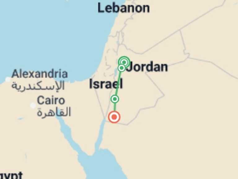 Map of Asia Tour with 3 destination visits for the trip: Jordan Express