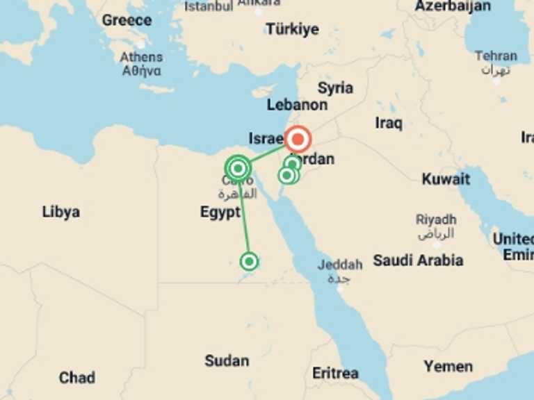 Map of Cairo Cruise Tour with 6 destination visits for the trip: Classic Egypt & Jordan