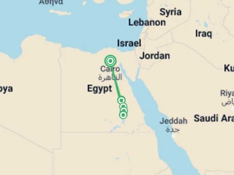 Map itinerary of Africa Tour in Fall with 6 destination visits for the trip: Discover Egypt: Cairo & Nile Cruise in 8 Days W/Air 