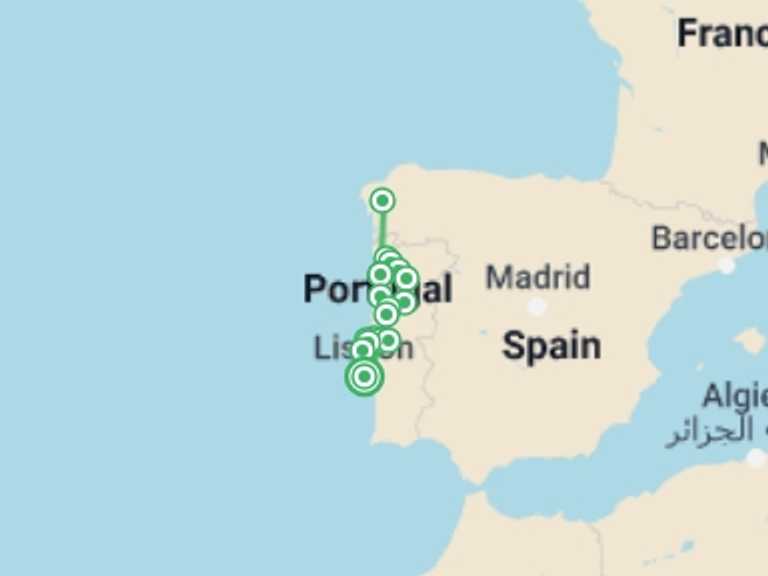 Map itinerary of Lisbon Tour in December 2025 with 4 destination visits for the trip: North Of Portugal
