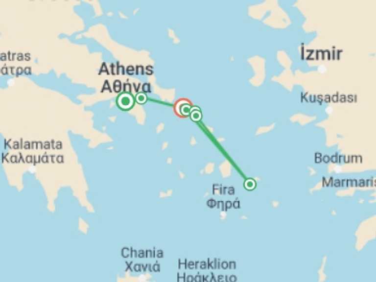 Map of Athens Sightseeing Tour with 6 destination visits for the trip: Andros Trail Self Guided Walk
