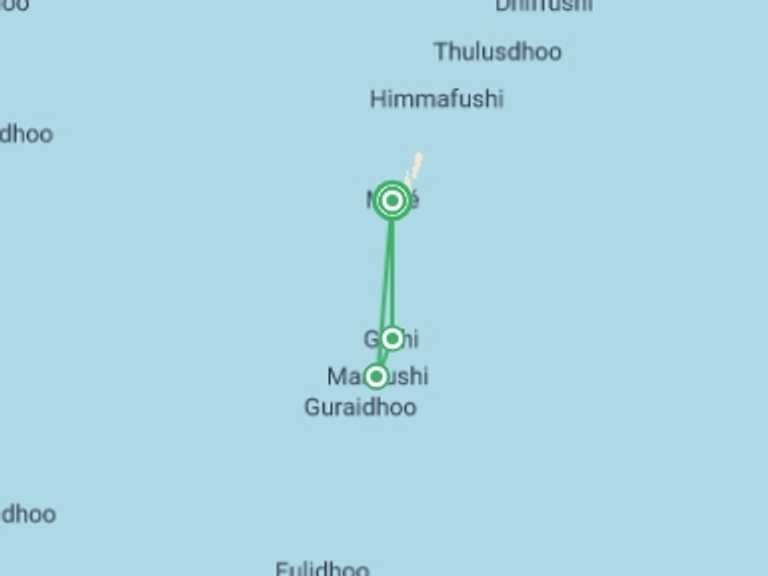 Map of a Chill out Tour with 3 destination visits for the trip: Maldives Uncovered