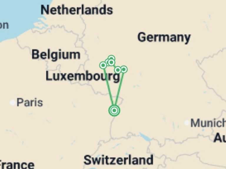 Map of France Tour with 5 destination visits for the trip: The Rhine & Moselle (port-to-port cruise)