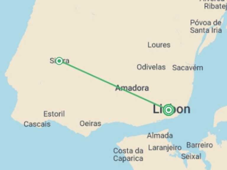 Map of Lisbon Tour with 1 destination visits for the trip: Lisbon Cultural Experience, City Break, 6 Days