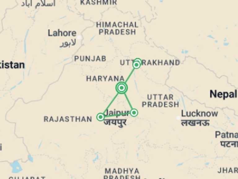 Map itinerary of Asia Tour in June 2026 with 4 destination visits for the trip: Yoga The Healing Touch