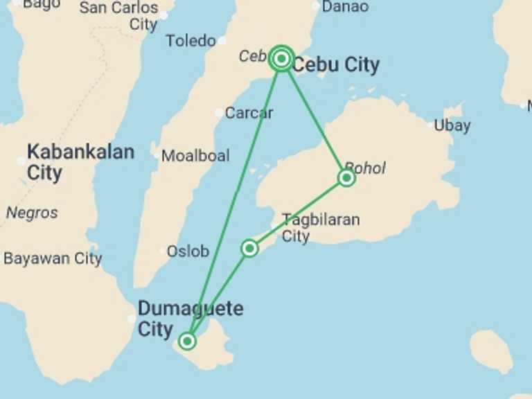 Map of South East Asia Tour with 4 destination visits for the trip: Essential Philippines