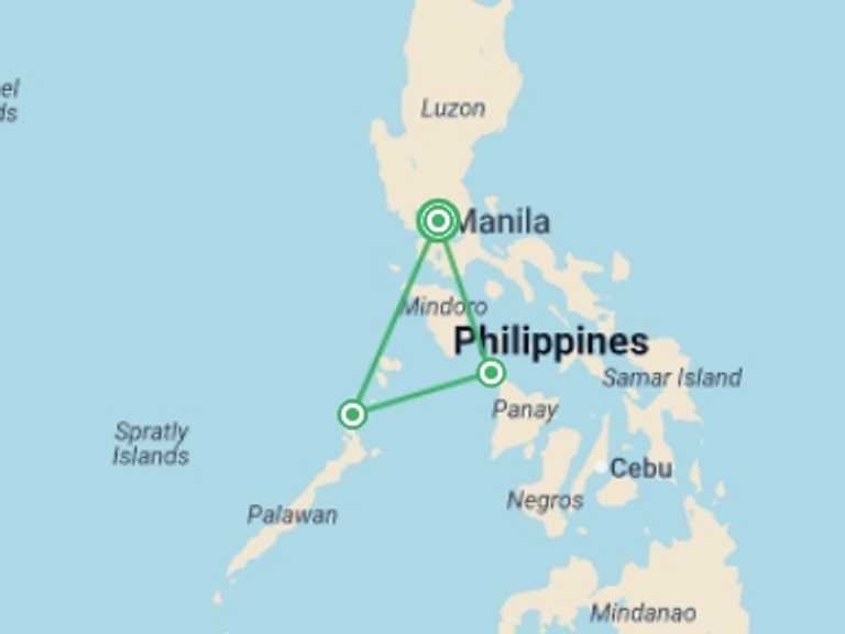 Map of Philippines Beach Tour with 3 destination visits for the trip: El Nido & Boracay Uncovered - 10 days