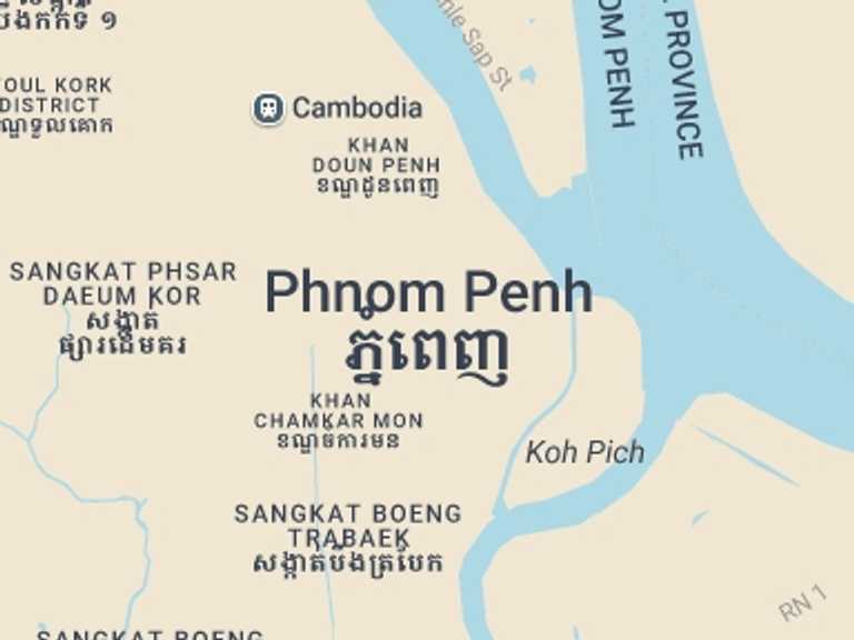 Map itinerary of Cambodia Tour in July 2027 with 1 destination visits for the trip: Takeo Getaway - Phnom Penh