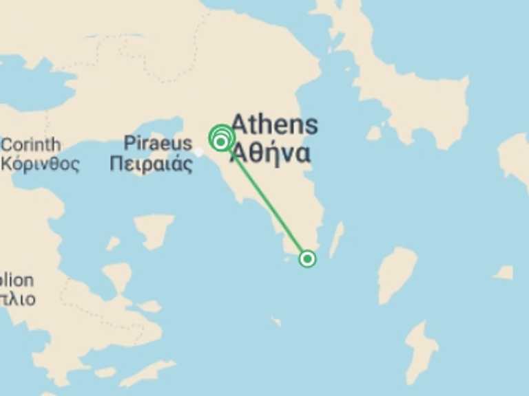 Map of Europe Tour with 1 destination visits for the trip: Highlights Of Athens, Spanish-speaking Guide