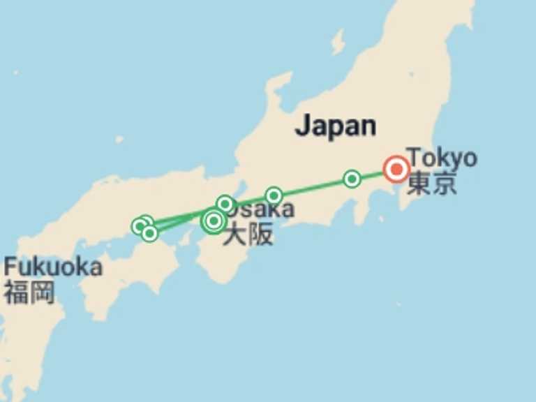 Map of Asia Tour with 8 destination visits for the trip: Essence of Japan: A Luxury in Culture, Art & Culinary Elegance