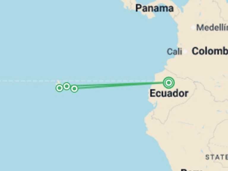 Map itinerary of Isla Santa Cruz Tour in May 2027 with 4 destination visits for the trip: Galapagos Discovery