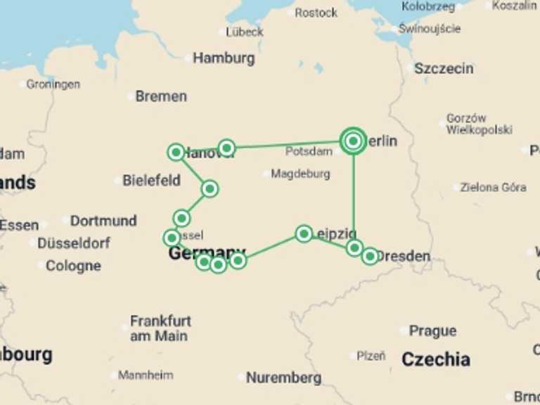 Map of Europe Tour with 4 destination visits for the trip: Adventure in the Heart of Germany