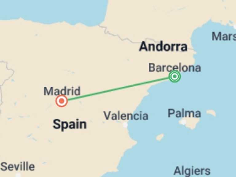 Map of 9-Day Madrid Tour with 2 destination visits for the trip: Spain Family Journey: Vibrant Cities and Artistic Icons