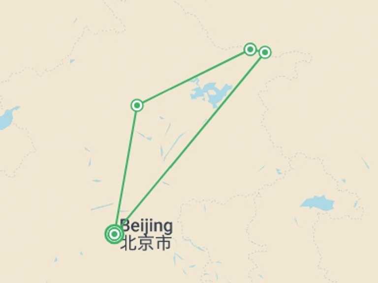 Map itinerary of China Tour in September 2026 with 4 destination visits for the trip: Walking the Great Wall of China