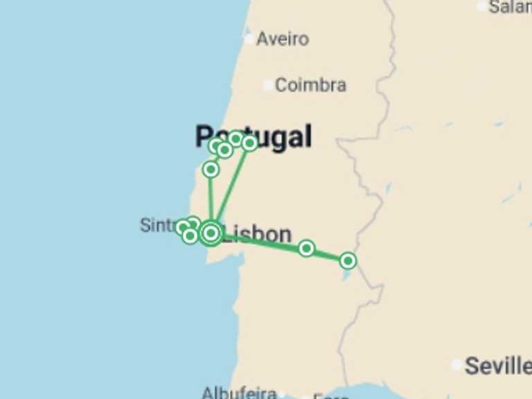 Map of Europe Tour with 1 destination visits for the trip: Wonders Of Portugal