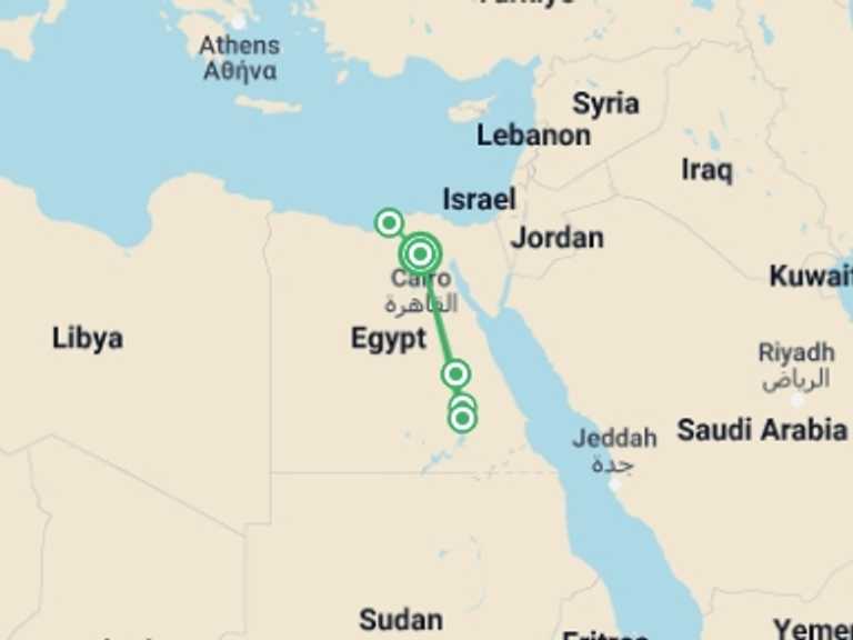 Map of Luxor Tour with 5 destination visits for the trip: Wonders of Egypt and the Nile