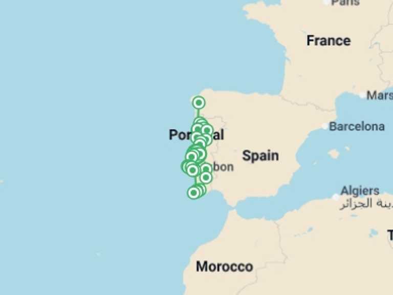 Map itinerary of Europe Tour in June 2026 with 6 destination visits for the trip: The Best Of Portugal
