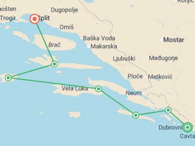 Map of Balkans Tour with 8 destination visits for the trip: Pearls of the Adriatic North
