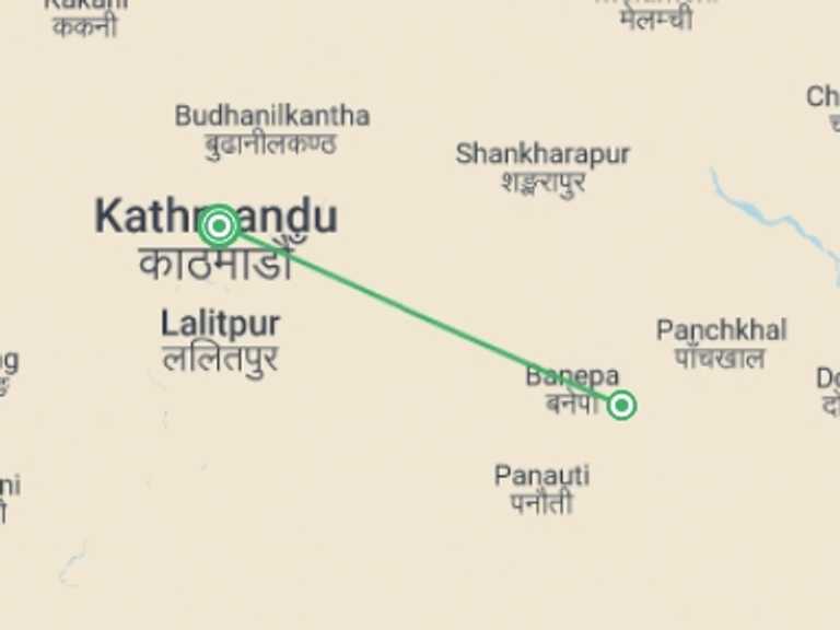 Map of Kathmandu City sightseeing Tour with 2 destination visits for the trip: Nepal Luxury Wellness & Yoga Tour
