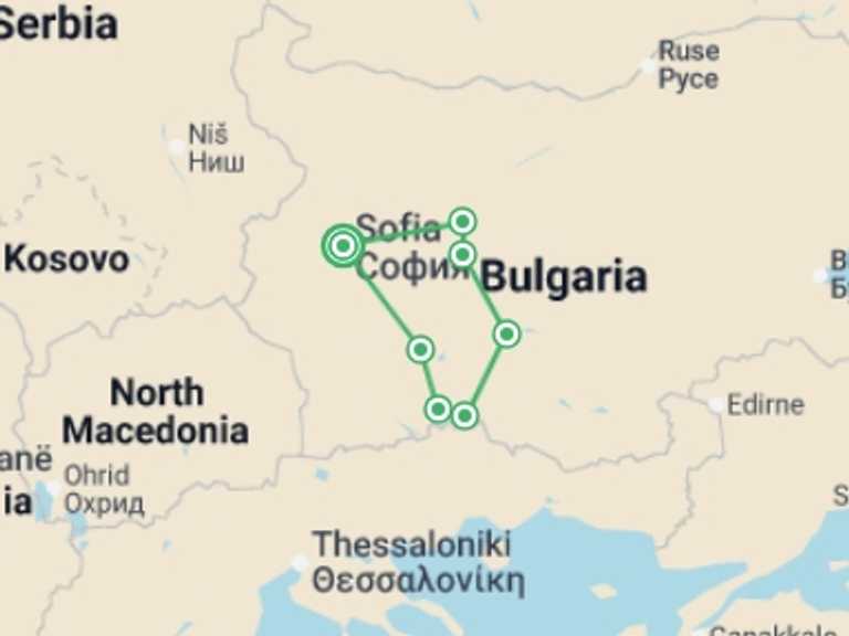 Map of Plovdiv Tour with 7 destination visits for the trip: Cycling Bulgaria: Sofia to the Rhodope Mountains