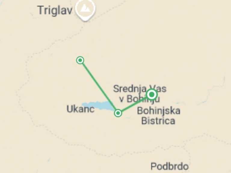 Map itinerary of Slovenia Tour in June 2026 with 3 destination visits for the trip: Lake Bled and Lake Bohinj Walk