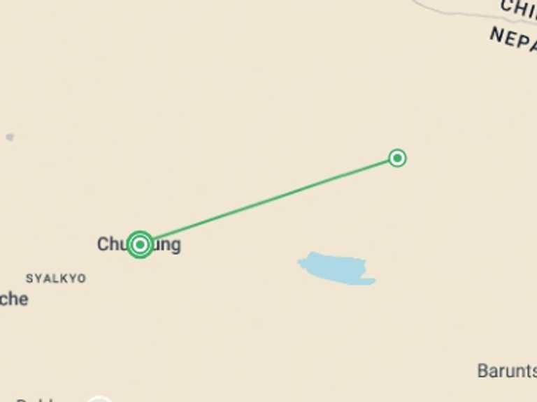 Map itinerary of Nepal Tour in April 2027 with 3 destination visits for the trip: Island Peak Climbing From Chhukung