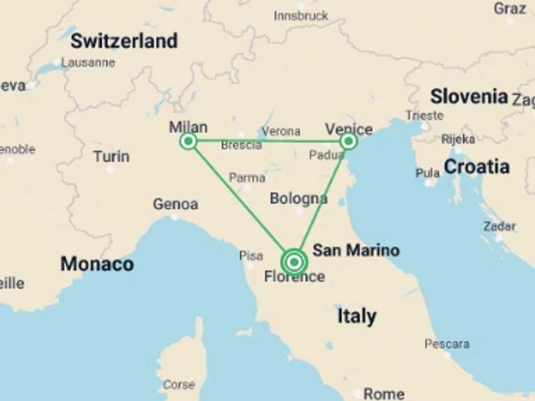 Map of Milan Art and architecture Tour with 3 destination visits for the trip: Classic Italy, Private Tour