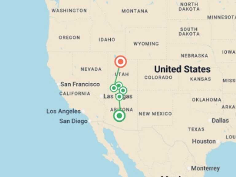Map of a Art and architecture Tour with 8 destination visits for the trip: Enchanting Canyonlands