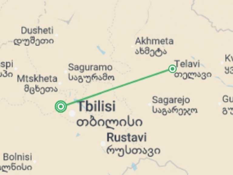 Map of Europe Tour with 2 destination visits for the trip: A Taste of Georgia - Tbilisi to the Caucasus Mountains