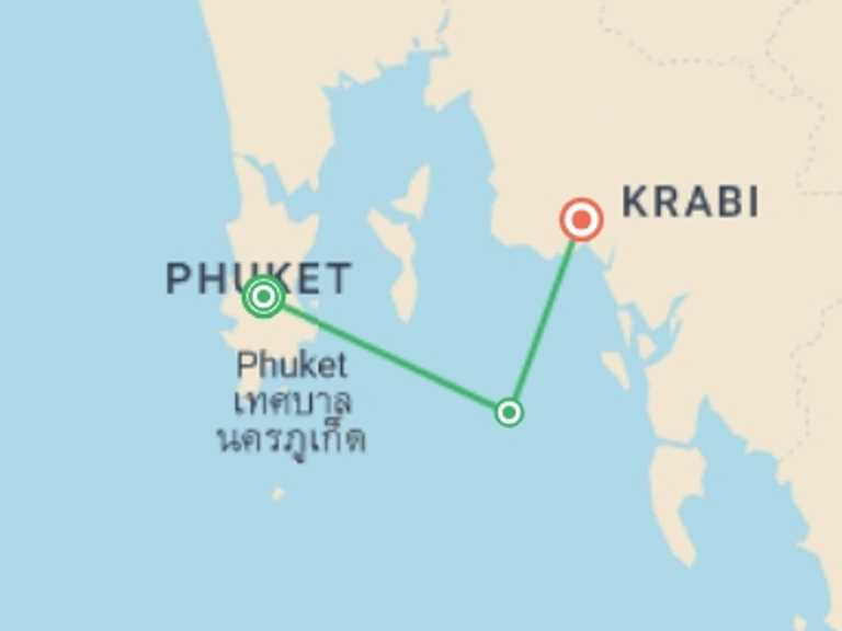 Map of Thailand Tour with 3 destination visits for the trip: A Relaxing Getaway To The Exotic Islands, 12 Days