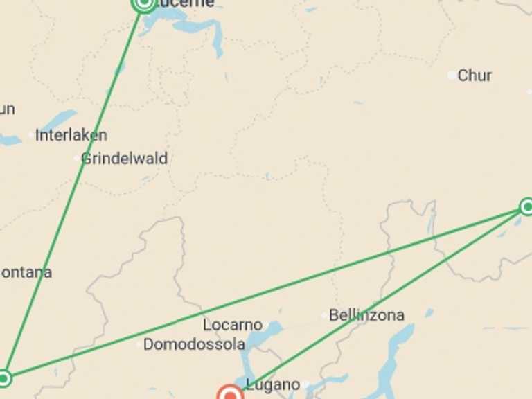 Map of Europe Tour with 5 destination visits for the trip: Signature: Iconic Trains of Switzerland & Italy's Lake District