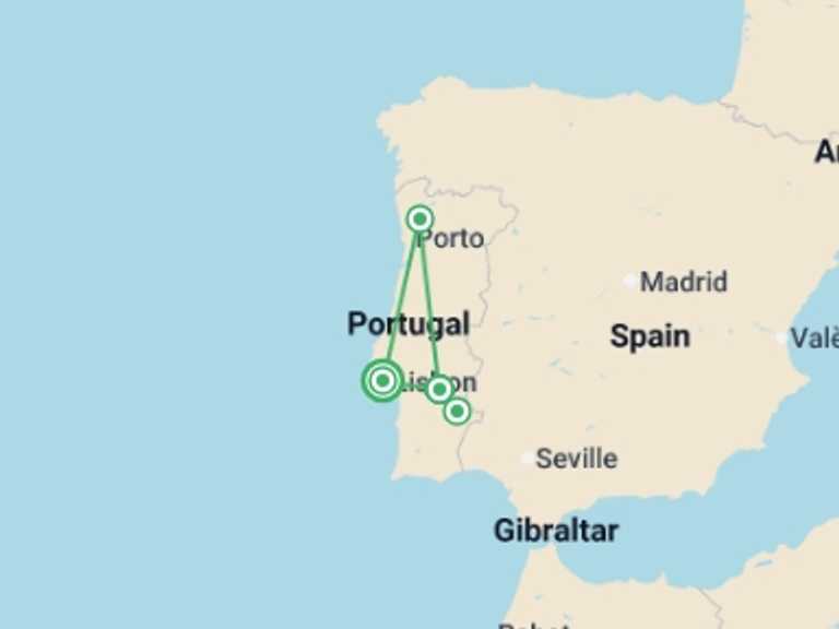 Map of Europe Tour with 4 destination visits for the trip: Signature Portugal | Among the Whitewashed Hills