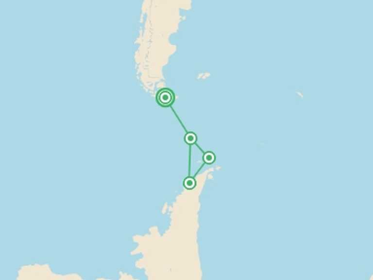 Map itinerary of Ushuaia Tour in November 2025 with 4 destination visits for the trip: Antarctica In Depth - Expedition