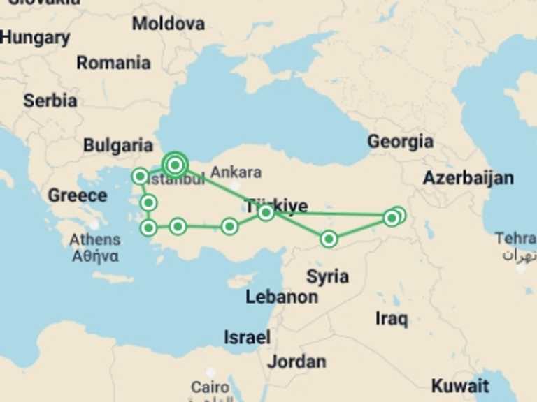 Map itinerary of Istanbul Tour in October 2026 with 10 destination visits for the trip: Magic Explorer Tour