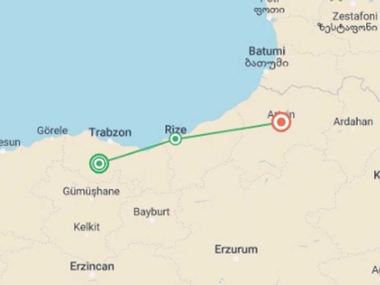Map of Europe Tour with 4 destination visits for the trip: Enjoy Black Sea Tour