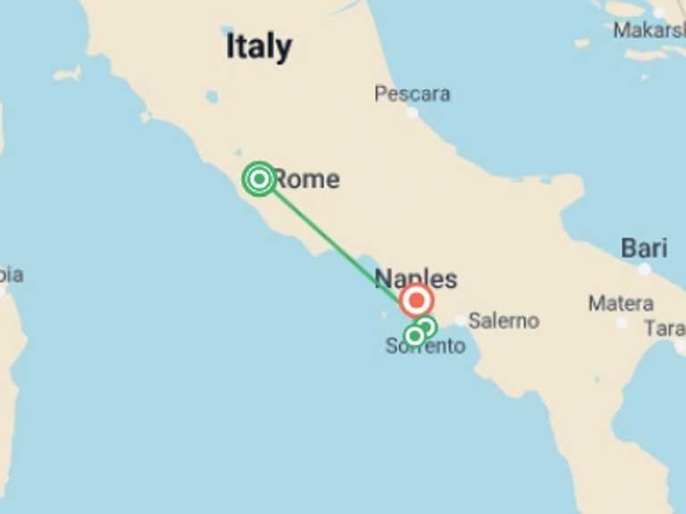 Map of Rome Food Tour with 4 destination visits for the trip: La Dolce Vita, Private Tour