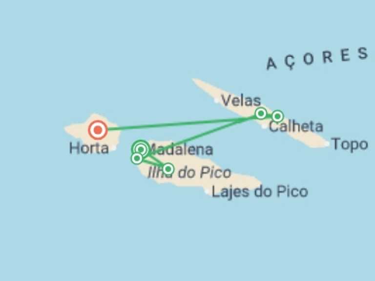 Map of Europe Natural landmarks sightseeing Tour with 9 destination visits for the trip: Walking in the Azores