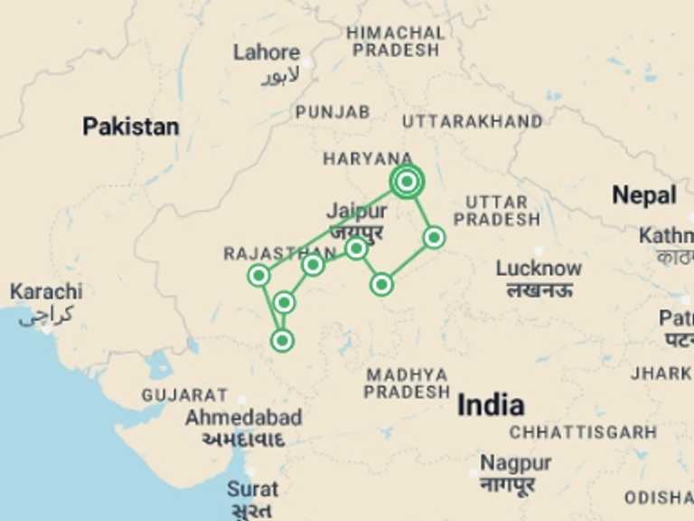 Map of a Shopping and Markets Tour with 8 destination visits for the trip: Rajasthan Adventure