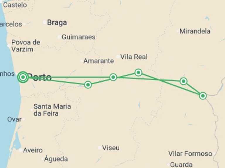 Map of a River cruise Tour with 8 destination visits for the trip: Magical Douro Cruise