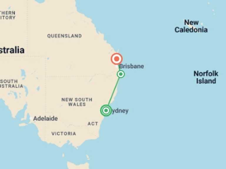 Map of Australia Tour with 4 destination visits for the trip: Australia: City to Surf