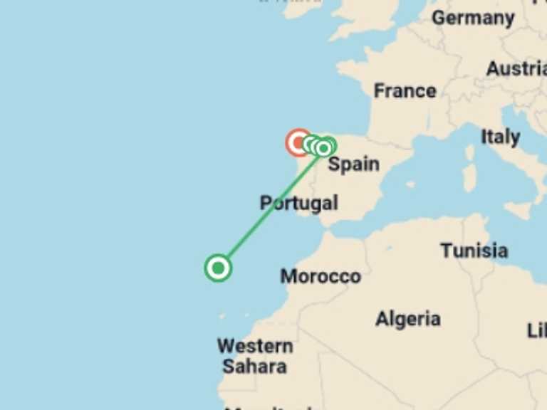 Map itinerary of Europe Tour in June 2026 with 8 destination visits for the trip: Premium Walking & Hiking in Madeira