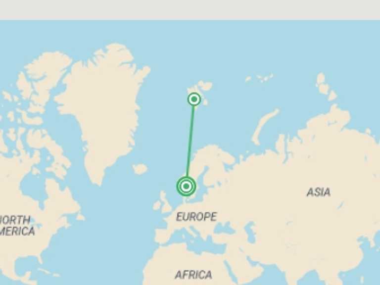 Map of Scandinavia Tour with 2 destination visits for the trip: Spectacular Svalbard - 6 days