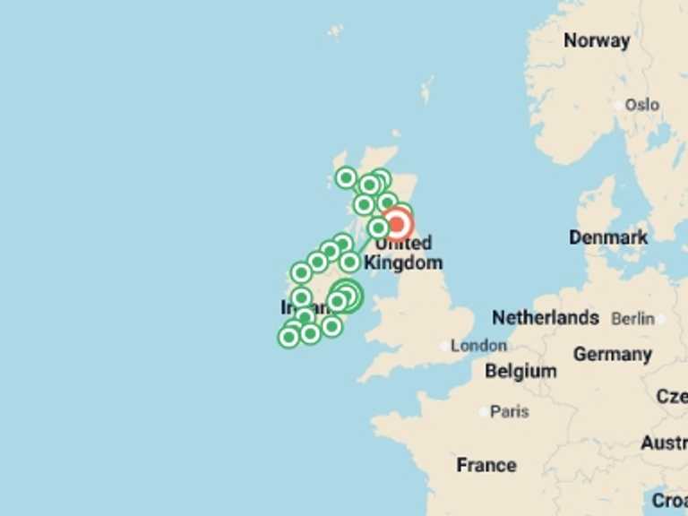 Map itinerary of Europe Tour in April 2027 with 10 destination visits for the trip: Best of Ireland and Scotland